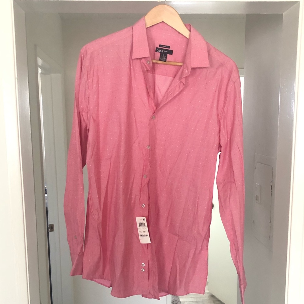 Red (white/red accents) new button down shirt